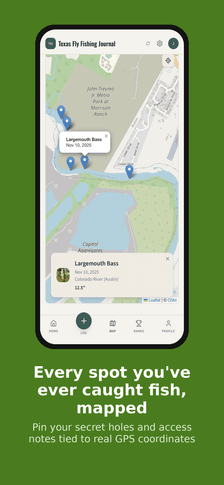 Map of every spot you've caught fish